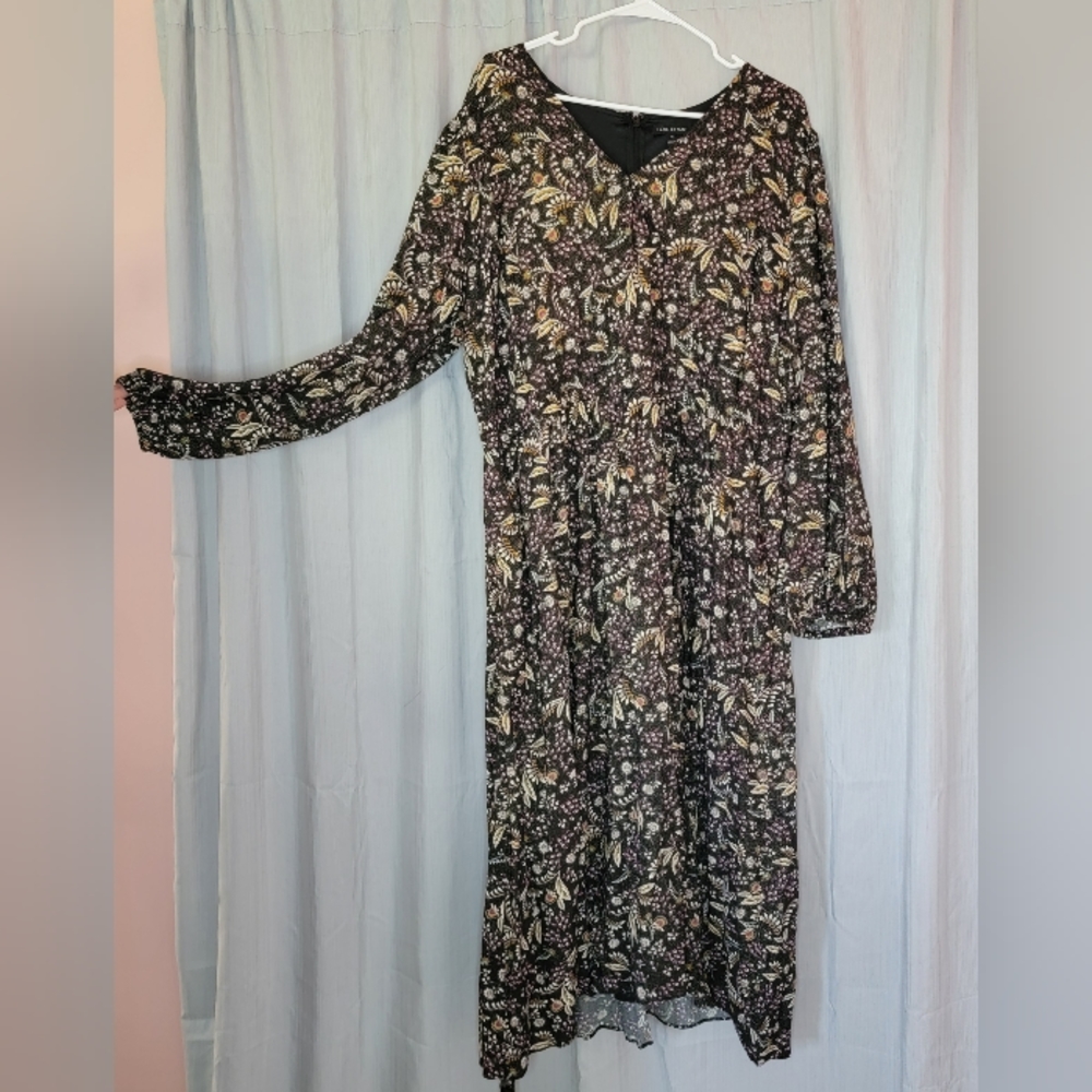 NWT Lane Bryant black floral maxi dress with metallic glitter Size 20